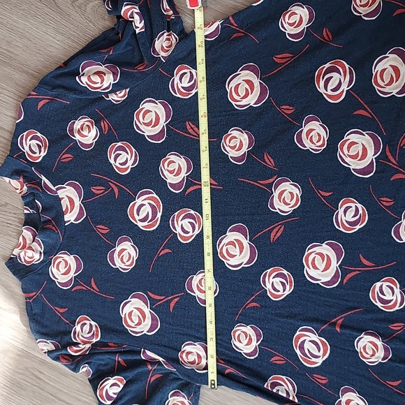 Style & Co. Mock turtleneck long sleeve blue with flower print xxl - Picture 7 of 9